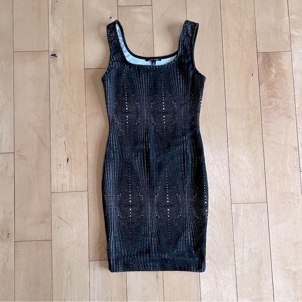 Haute Monde Sleeveless Black Mini Bodycon Dress